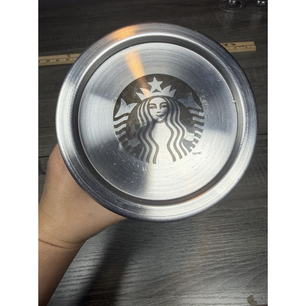 Rare 2010 Starbucks Coffee Canister 11" Tall Clear Acrylic Stainless Steel Lid